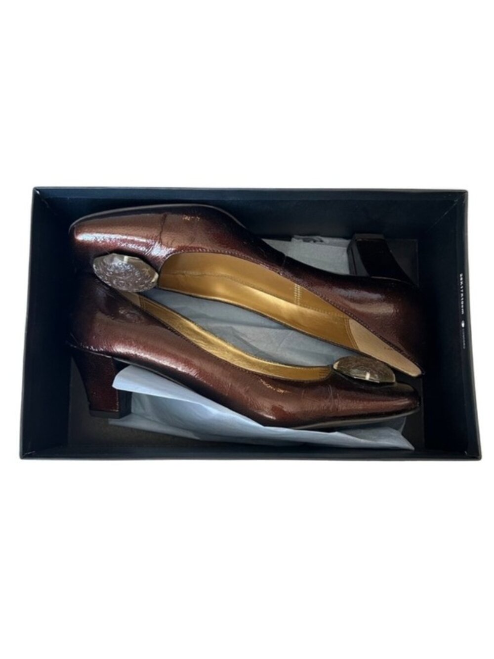 Tahari Evelyn 2 Mocha Patent Leather Heels | Size 9M | Block Heel - Picture 7 of 8